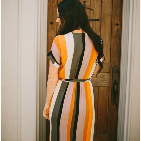 Long vertical stripe multi color maxi dress - Picture 4 of 5
